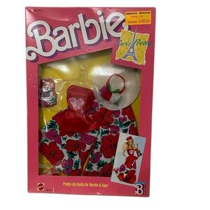 Vintage 1988 NOS Mattel Barbie Paris Pretty Fashion Floral Dress Outfit Set